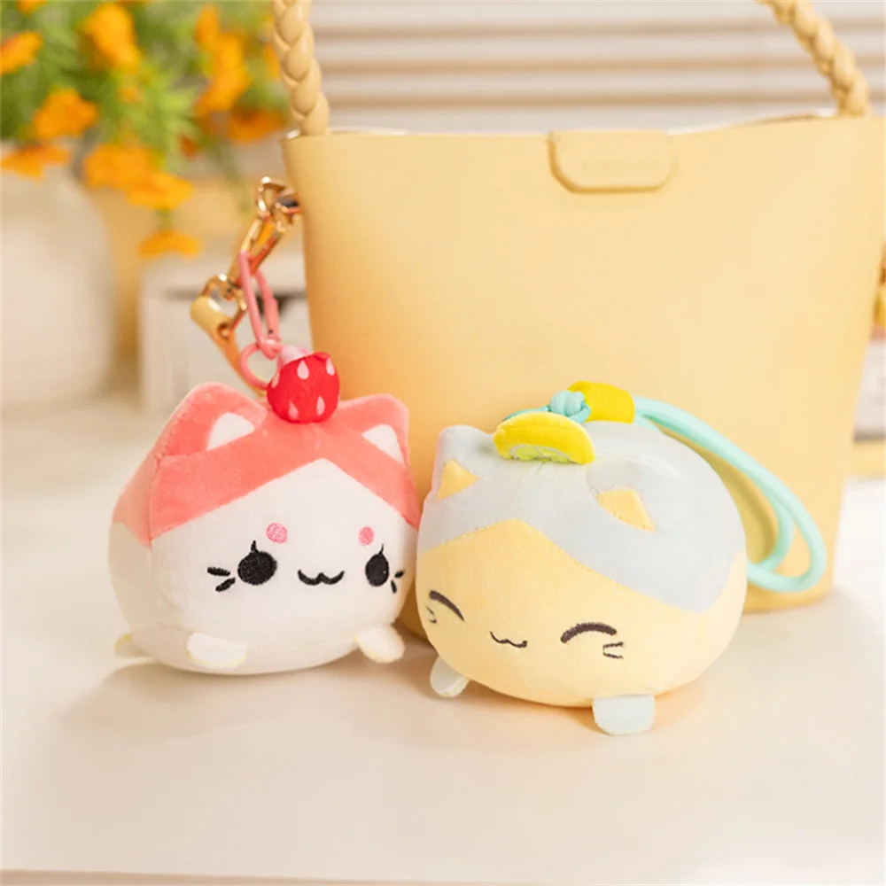 12 cm simpatico peluche frutta gatto peluche limone fragola gatto ciondolo decorazione zaino regalo Kawaii per ragazze e bambini