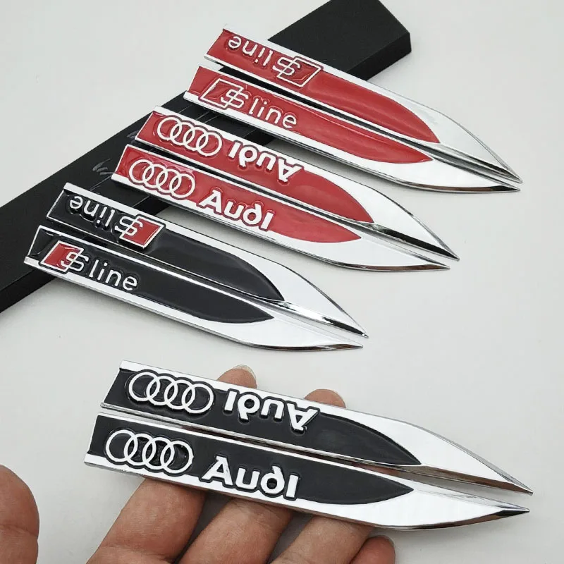 

2 шт. 3D металлическая эмблема S Line, логотип, лезвие крыла автомобиля, боковая наклейка, значок для Audi, наклейки, декоративные аксессуары