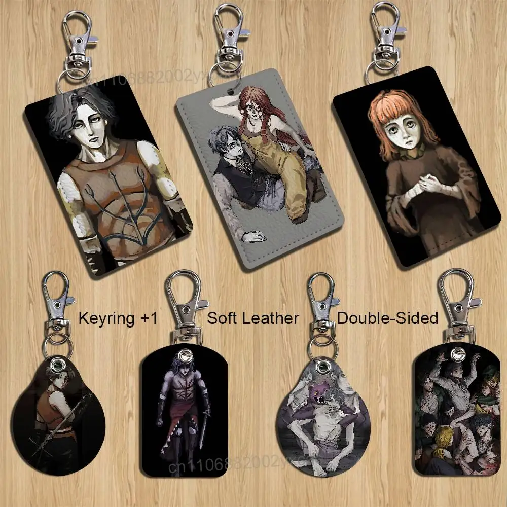 

Game cool F-Fear Hunger Rectangle ID Card Case Keychain Access Card Bag Key Tag Ring Leather Card Holder Key Ring Access