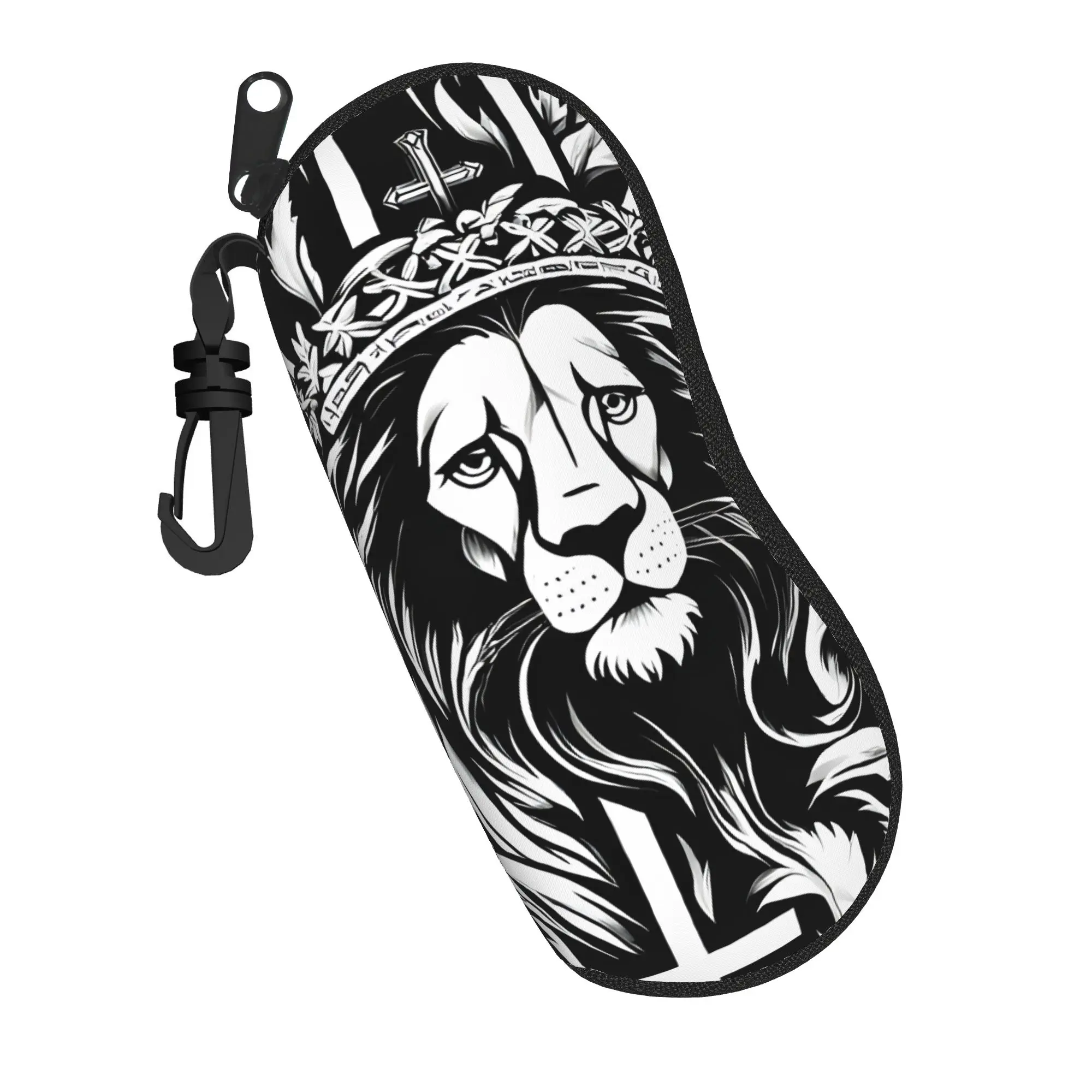 Lion of Judah Cross Jesus Christ Glasses Case Gift For Girl  Zipper  Reading Box Print Glasses Box