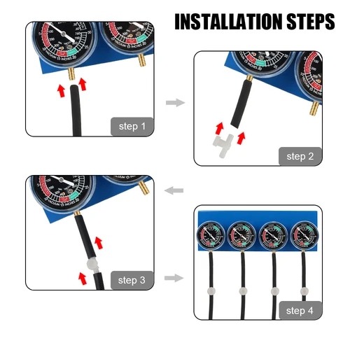 Imagen 2 del producto Synchronizador de carburador de combustible para motocicleta, herramienta sincronizadora de máquinas de motores de 4 cilindros, medidor equilibrador de vacío con manguera