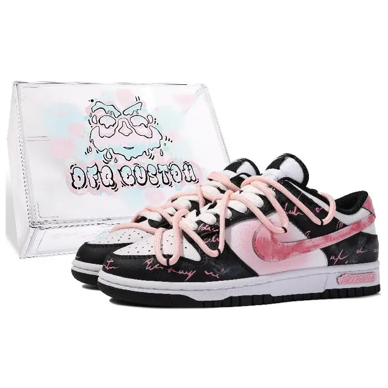 

[Нестандартная женская обувь Love Fire-BOX]Nike Dunk Low Da Vinci Custom Box, быстросохнущая, износостойкая и сбалансированная обувь для скейтборда с низким верхом