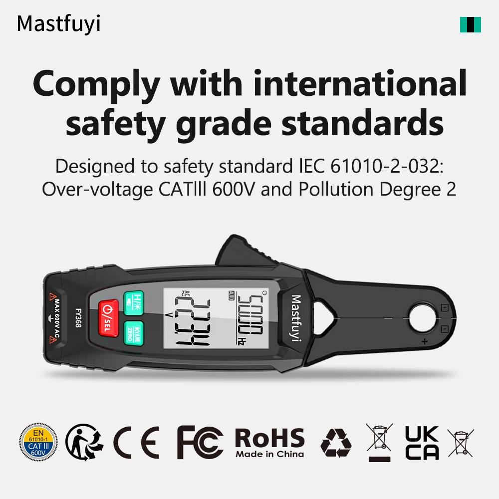 MASTFUYI Professional High-Precision Low Current Milliamp Clamp Meter, Dual Display, Overload Protection Safety Multimeter