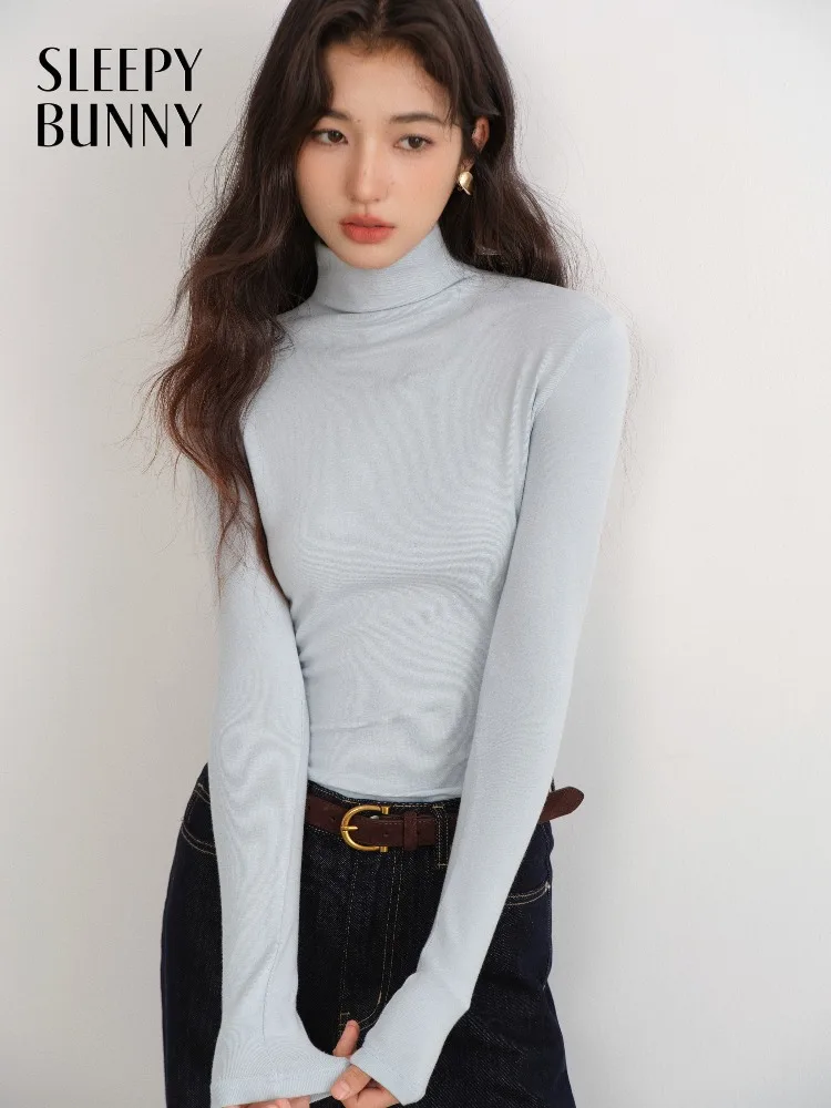 

Warm Wool Turtleneck Top Slim Solid Knit Pullover Cozy Casual Stretchy Winter Base Layer Women Daily Fashion Outfit Essentials