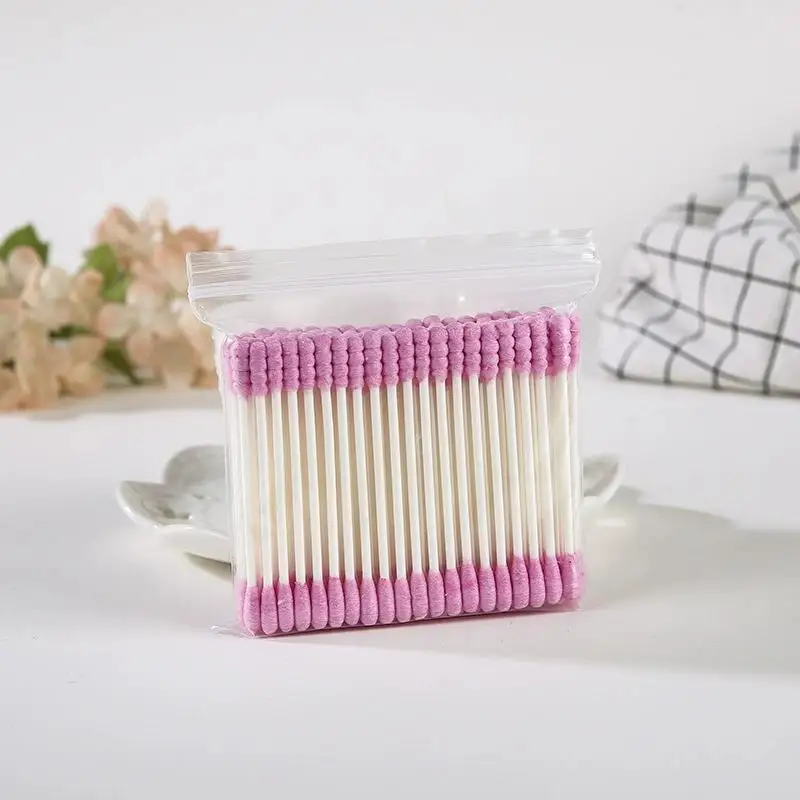 100/500 Pcs Double Head Bagged Spiral Head Mixed Head Colored Cotton Swab for Beauty Makeup and Makeup Removal Cotton Swab