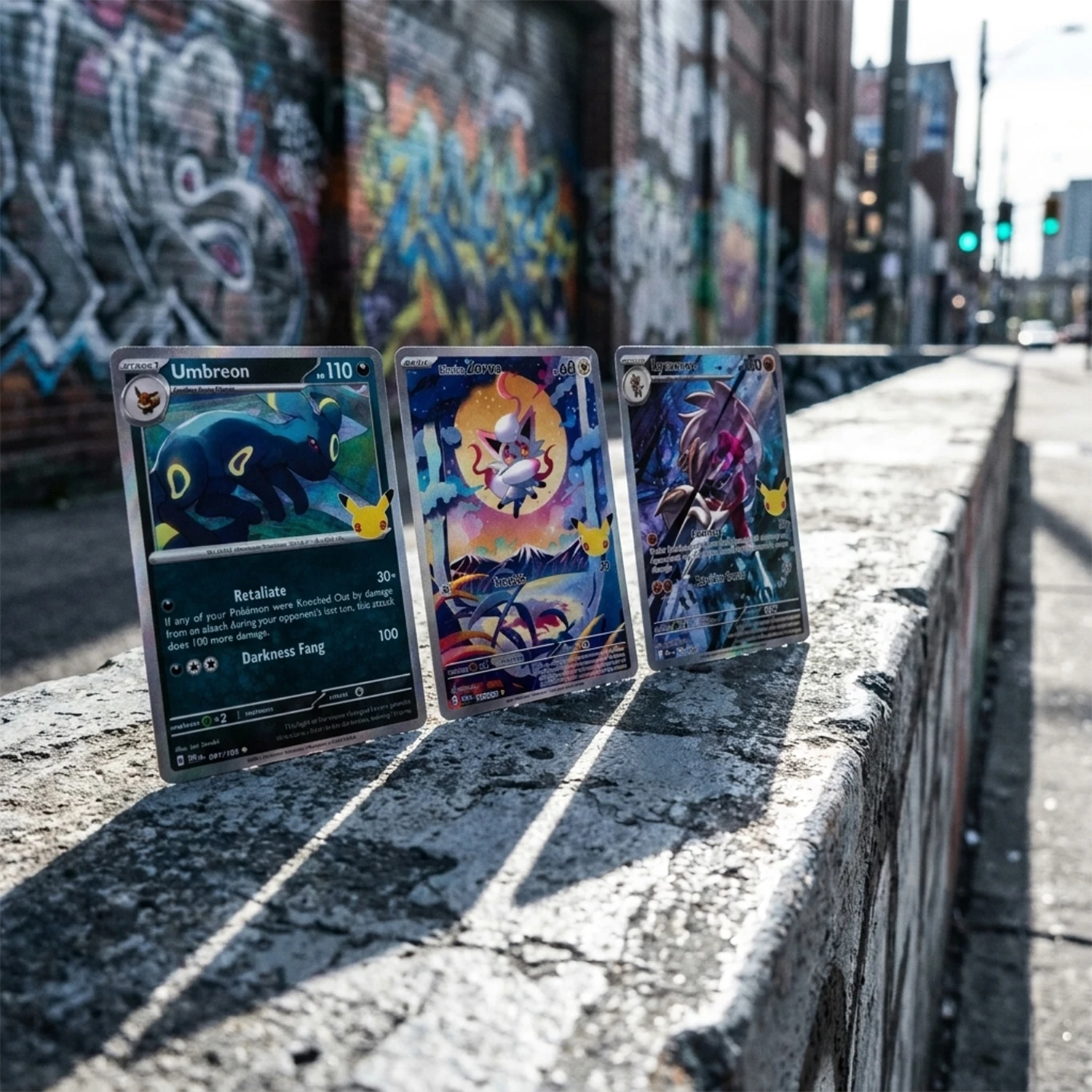 DIY TCG PKM Card 30th Celebration  Umbreon Hisuian Zorua Lycanroc AR Holo  Anime Game Collection Cards Gift
