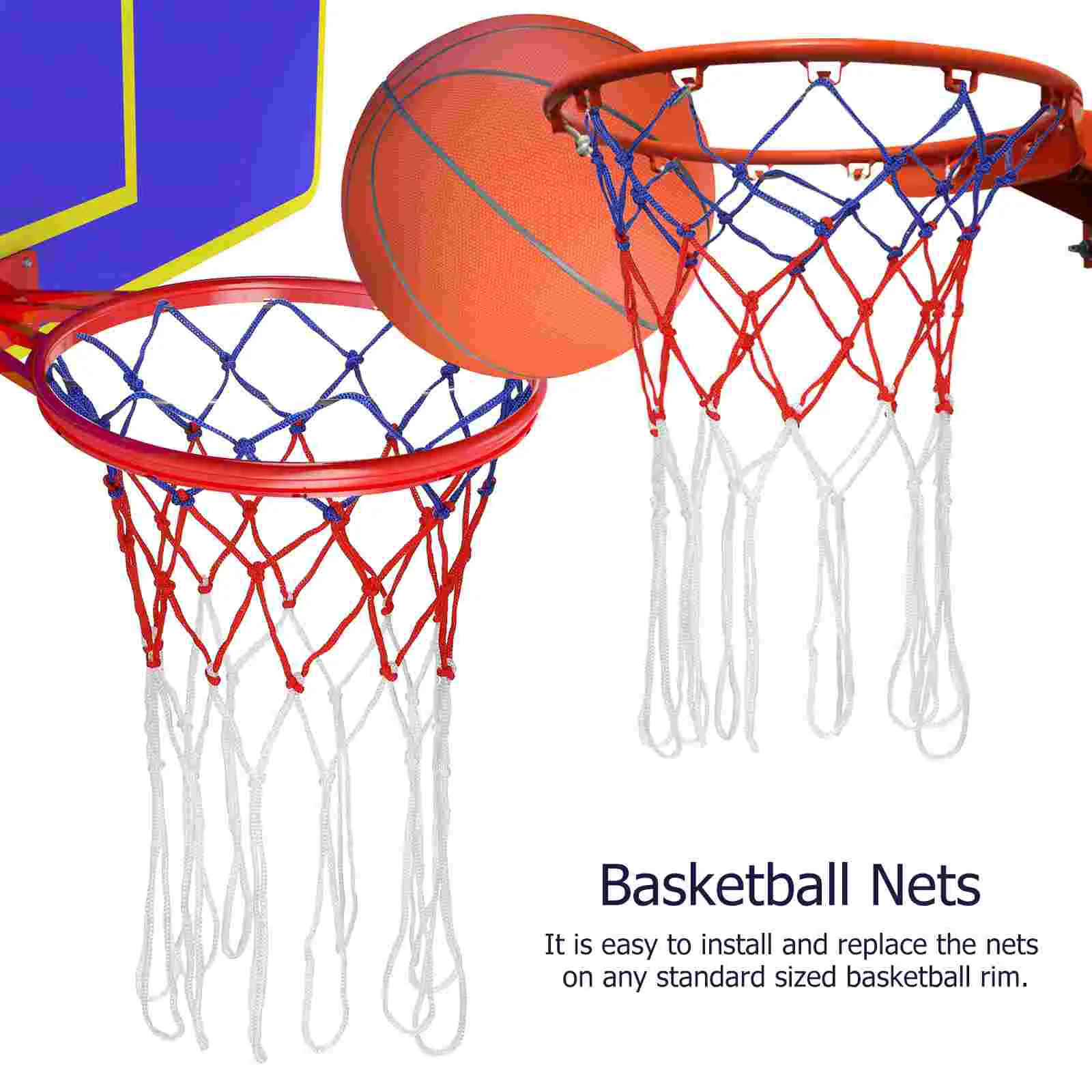 2 Pcs Basketball Net Tear Resistant Indoor Thick Outdoor Daily Practice Nylon Heavy Duty Red Replaceable