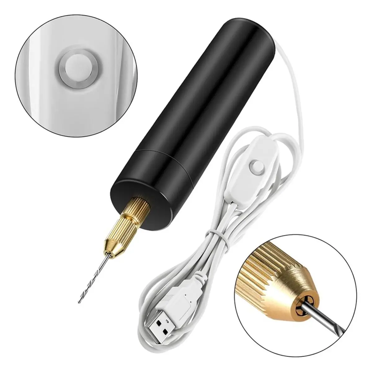 Electric Resin Drill Set, 312 Pcs Mini Drill with 10 Bits, 300 Gold Silver Eye Screws for DIY Keychain Craft Art Making