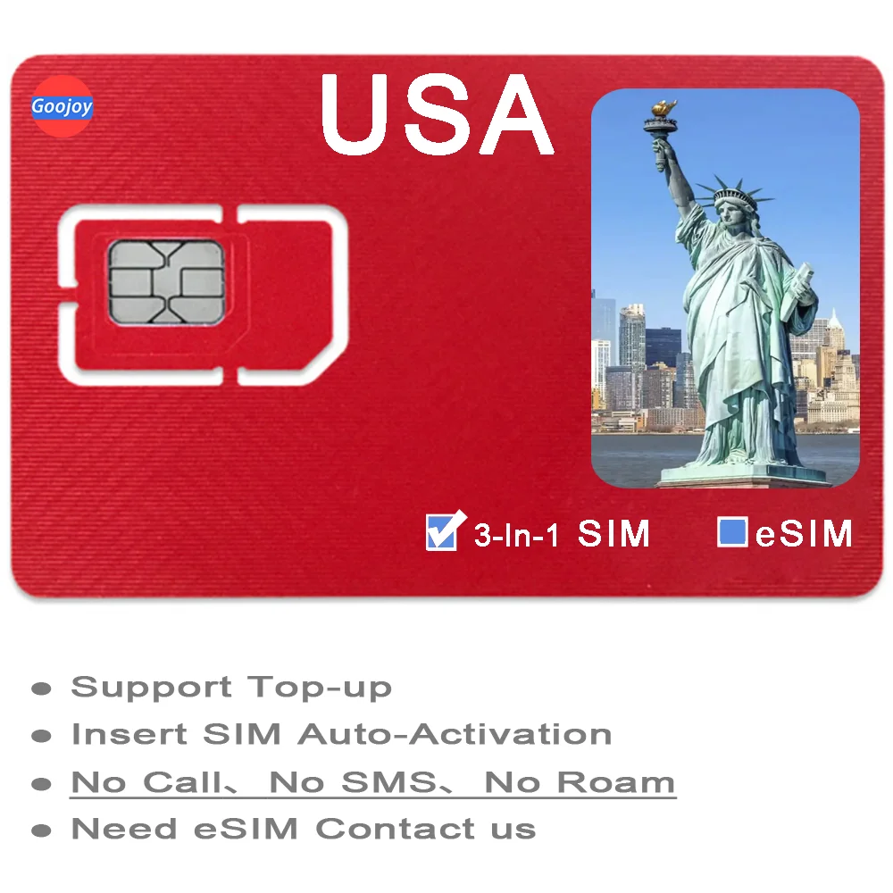 USA Prepaid Data Sim Card；No Call & SMS；Only Data; USA Internet Data Plan；USA eSIM，America eSIM；USA Unlimited 5G / 4G LTE；