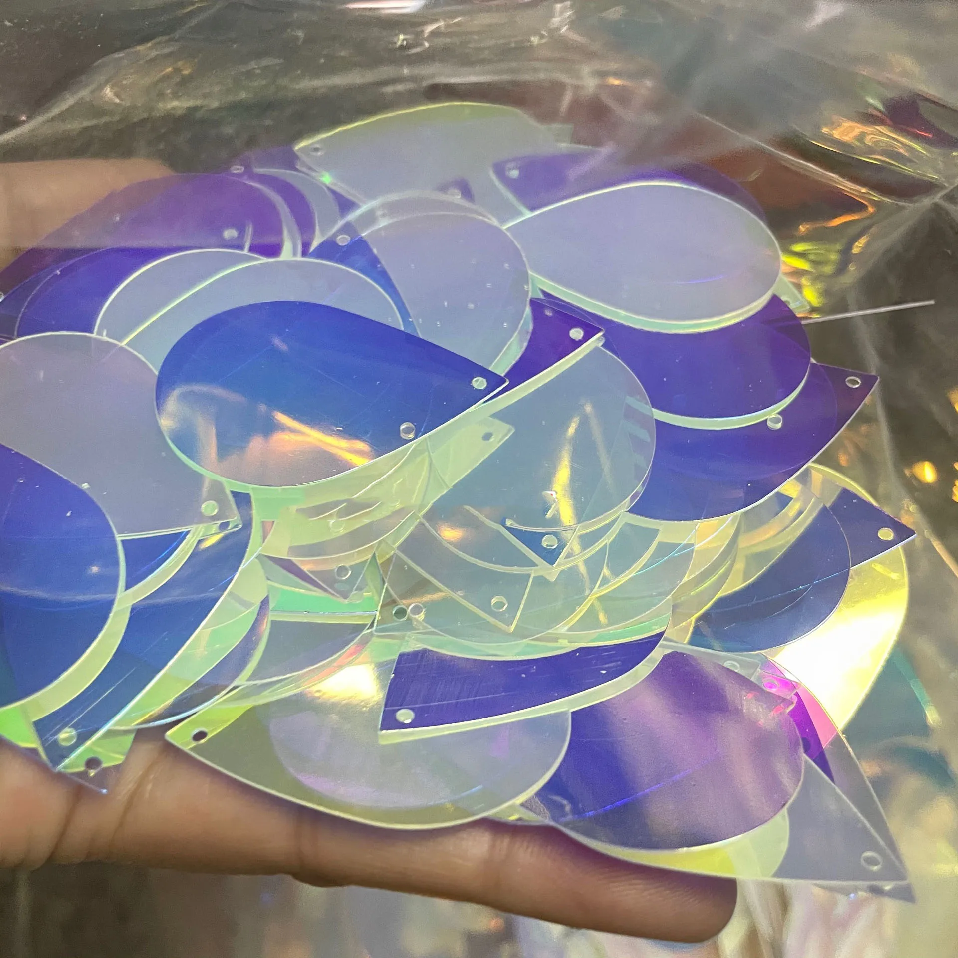50G 25X40mm Big Oval Egg Shape Sequins,Flat PVC Sew 1-Hole Belly Dance Garment DIY Water-drop Shape Sequins Accessories