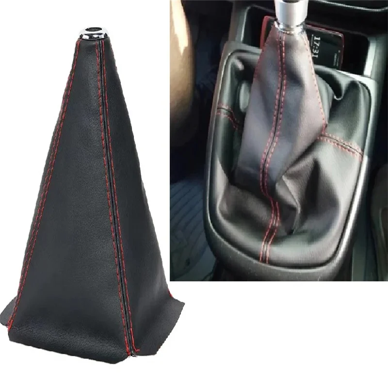 Collier de changement de vitesse de voiture en cuir PU, accessoires de couverture anti-poussière en fibre de carbone, bouton de levier de changement de vitesse, couvercle anti-poussière de coffre de changement de vitesse