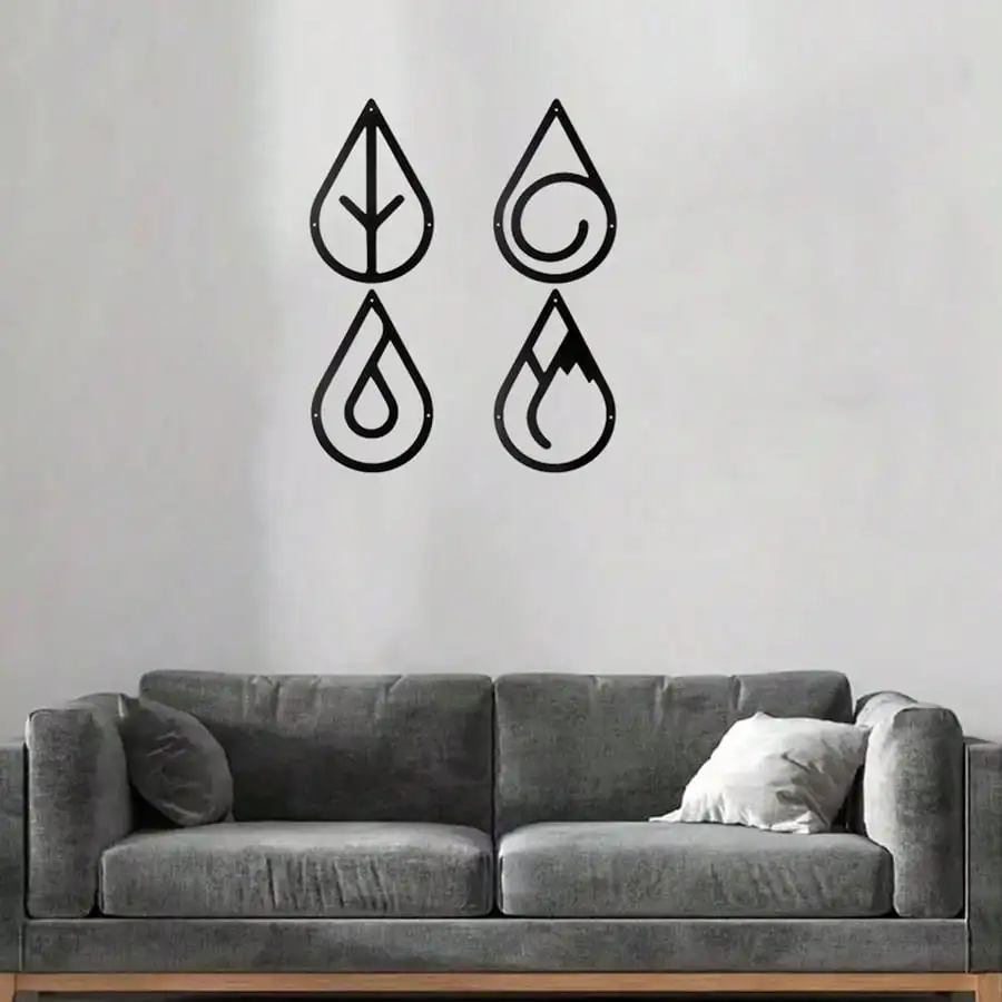 CIFBUY Water Drop Shape Metal Wall Art, Minimalist Line Hollow Iron Wall Decor for Home