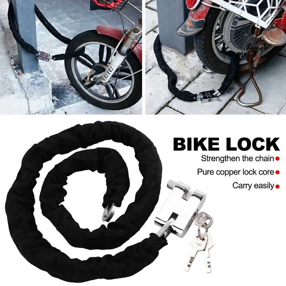 1.2m Motorcycle Bike Bicycle Durable RustResistant Security Wheel Padlock with 3 keys Bike Lock Heavy-duty Chain AntiTheft Lock
