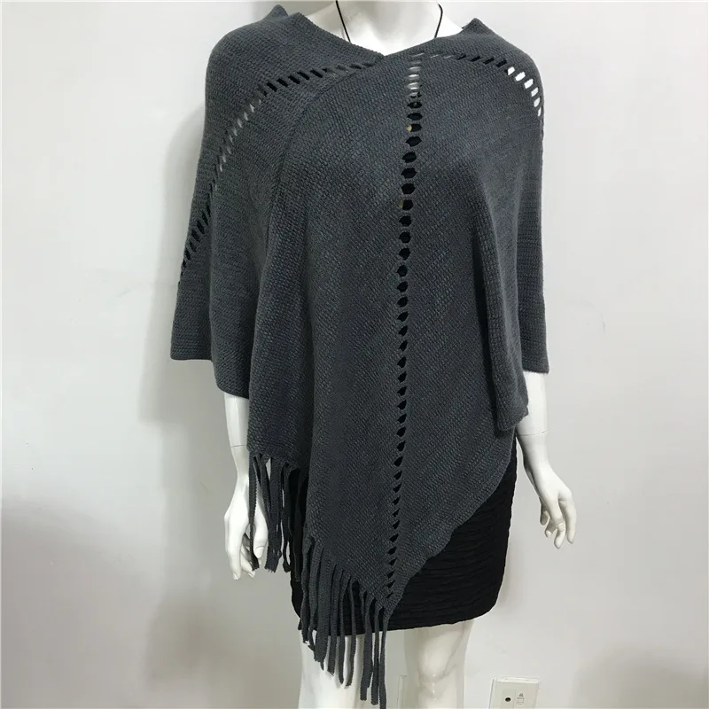 Spring Autumn New Women Loose Irregular Cloak Sweater Pullover Versatile coat Sunscreen Knitting Poncho Cape Shawl