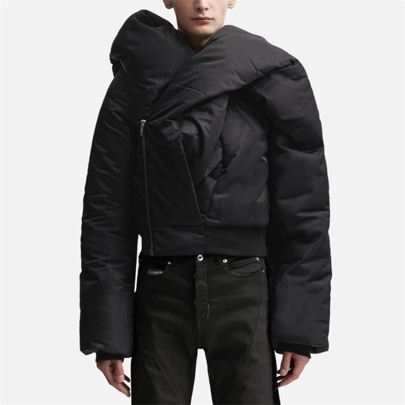 Winter neue Damen dunkler Stil dicke warme unregelmäßige Reißverschluss Nylon Baumwolljacke y2k hochwertige Mode High Street Daunenjacke