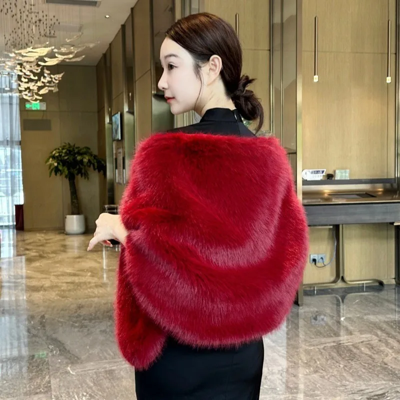 

Fashionable Fur Shawl Women's Autumn Winter Wedding Dress Outerwear Quilted Coat Youth Universal Other Style Other Leather