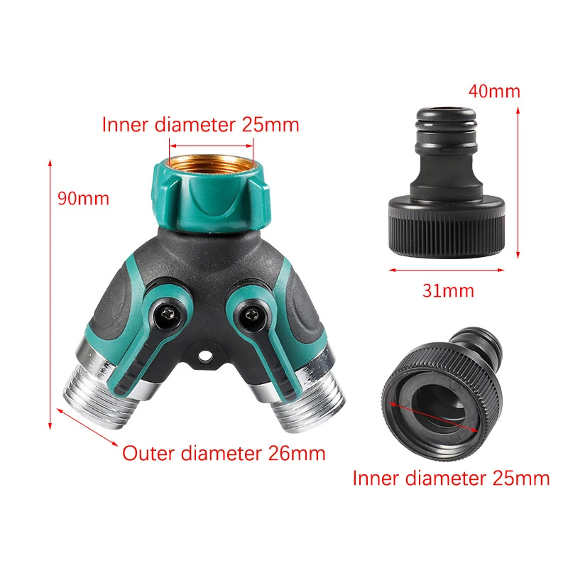 

1Pc High Quality EU US 3/4 Inch 2 Way Garden Hose Splitter Garden Tap Y-Type Watering Connector Distributor For Outdoor Faucet