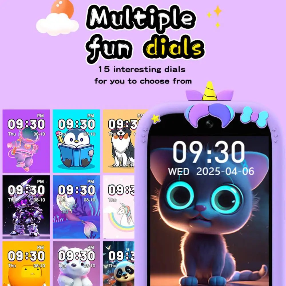 Inteligentny telefon dla dzieci, zabawki z aparatem, aparat cyfrowy, zabawki edukacyjne dla dziewczynek i chłopców w wieku 3-8 lat, ekran dotykowy, jednorożec, telefon dla niemowląt, odtwarzacz MP3