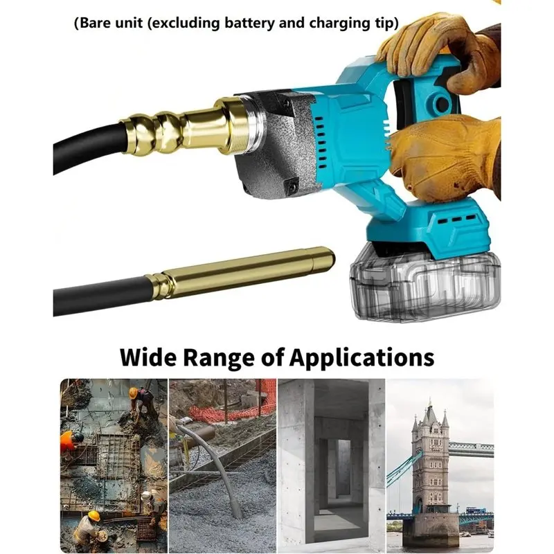 Cost Effective Cordless Concrete Vibrator With 6000RPM High-Frequency Vibration For Makita 600W Motor(Battery Not Included)