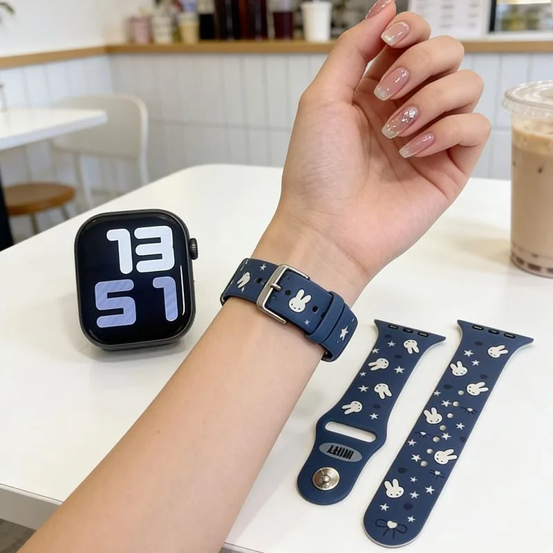 Cute Cartoon Watch Band for Apple Watch Series 11 10 9 8 7 6 SE 3 Ultra 1 Soft Wrist Strap Character Design Smartwatch Bracelet