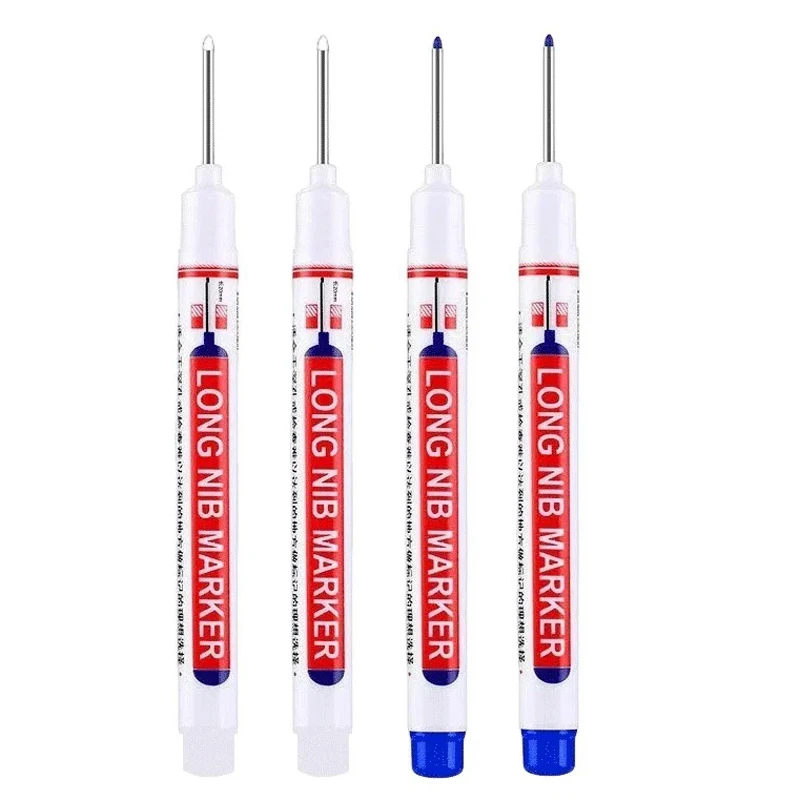 4개입 흰색 20mm 딥홀 롱 니브 헤드 마커 세트 (금속 천공 펜, 욕실, 목공, 장식용, 다용도)