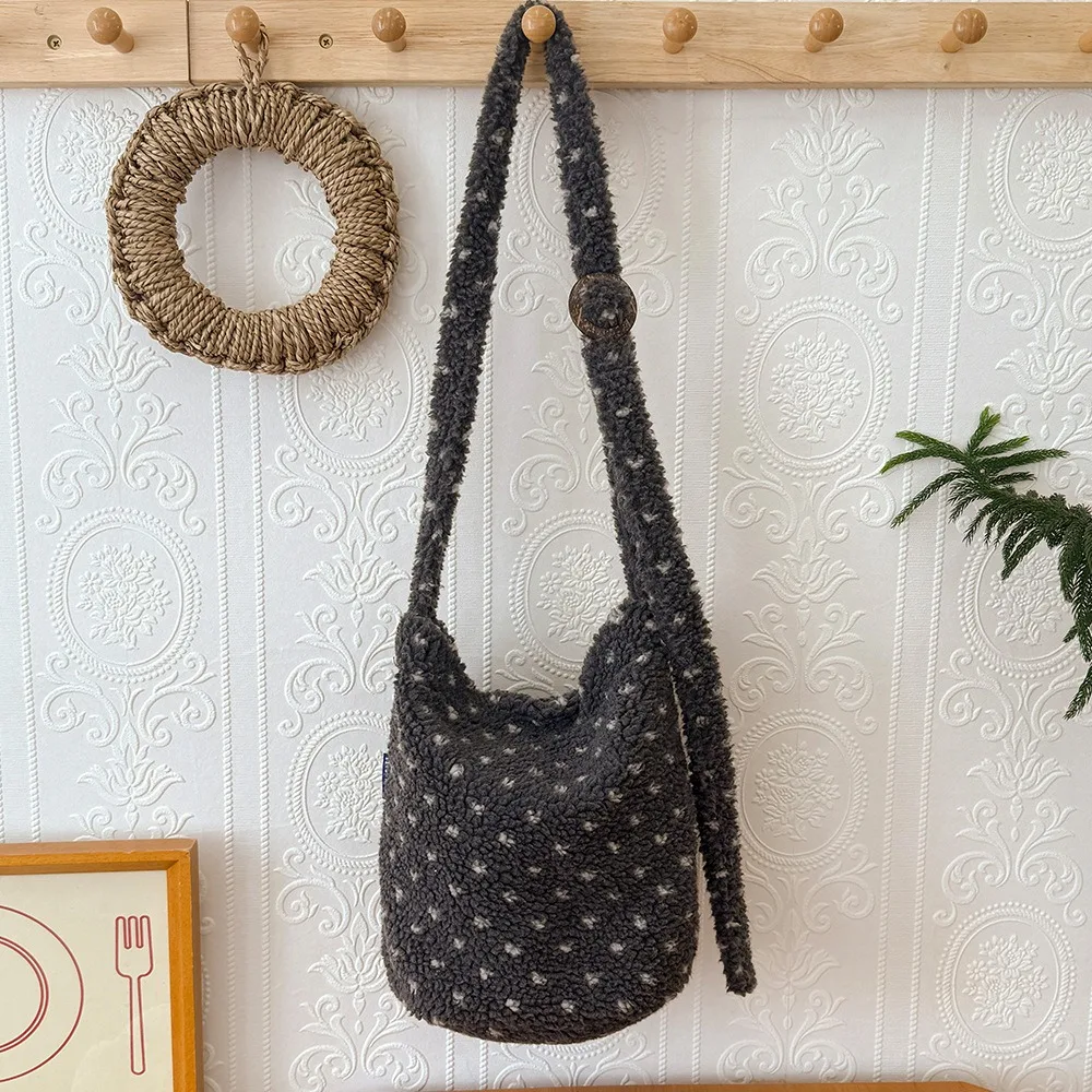 

Vintage Casual Fair Isle Style Shoulder Bag Tote Bag Retro Bohemian Style Handbag Elegant Ethnic Fluffy Crossboby Bag Shopping