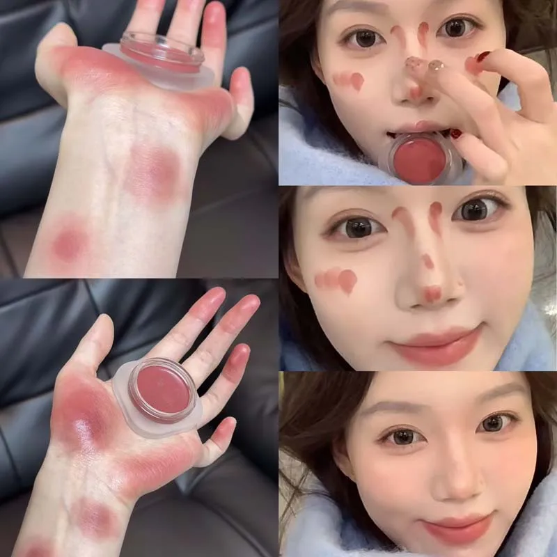Chestnut Red Blush Cream Makeup Cheek Rouge Rose Brown Mud Palette Waterproof Monochrome Brighten Facial Delicate Moisture Blush