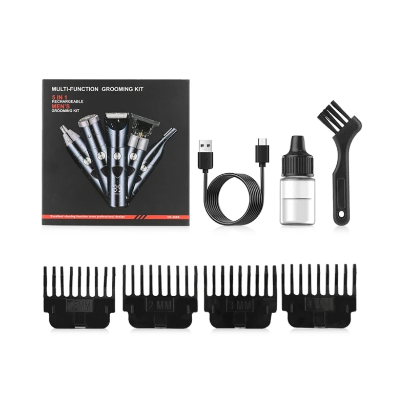 ماكينة تشذيب اللحية الكهربائية للرجال ، مقصات شعر الأنف ، ماكينات حلاقة ، مقصات شعر ، مجموعة تصفيف الشعر ، 5 في 1