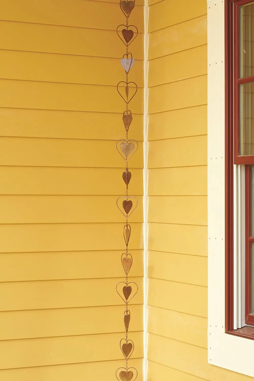 Flamed Copper Heart Rain Chain, 96