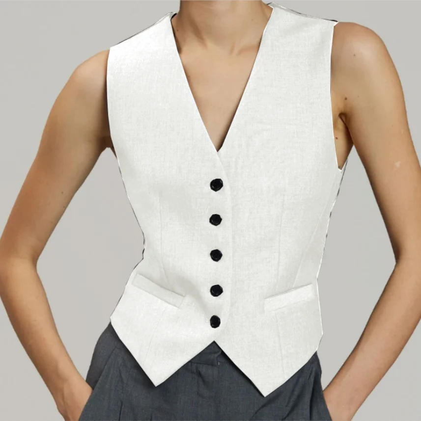 

Women's Suit Vest Elegant Casual Commuter Tops V-Neck Sleeveless Regular Fit 2023 Promotional New Products