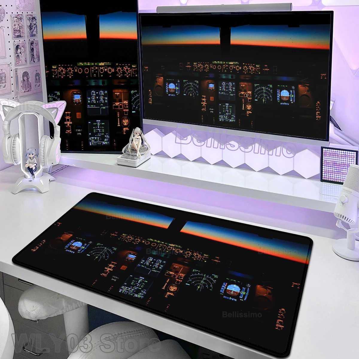 

Airplane Instrument Panel Mousepad Speedometer Mause Pad Extended Desk Pad Pc Gamer Deskmat Cockpit Playmat XL Keyboard Mousemat