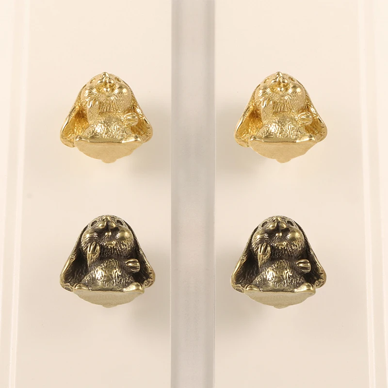 1 قطعة آذان متدلية ، مقبض باب نحاسي أرنب ، ملحقات باب الخزانة ، مقبض باب المنزل ، غرفة المعيشة ، ديكور جدار غرفة النوم #4