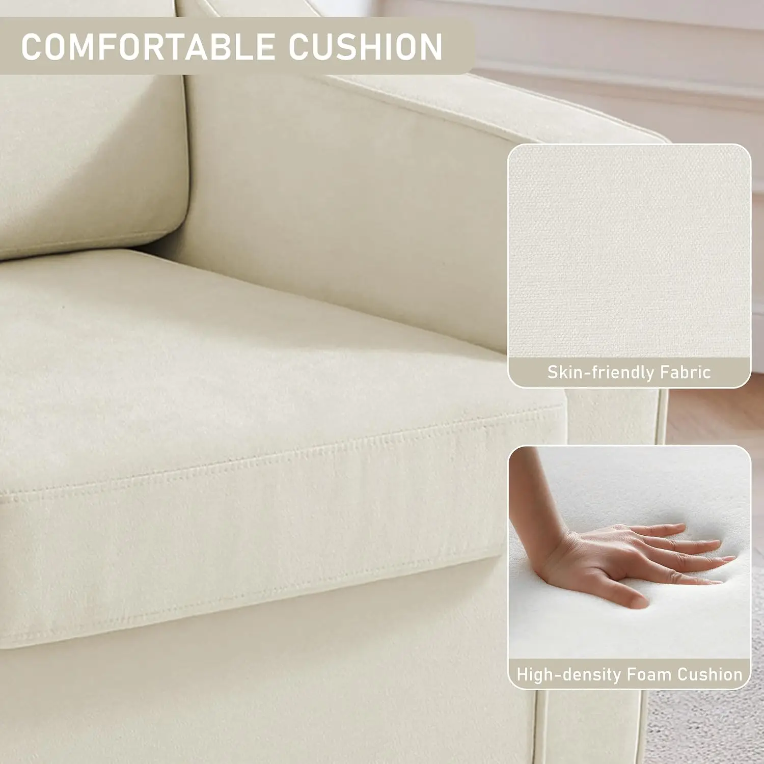 Swivel Accent Chairs Set of 2, 360° Swivel Armchairs with Deep Seat, Beige