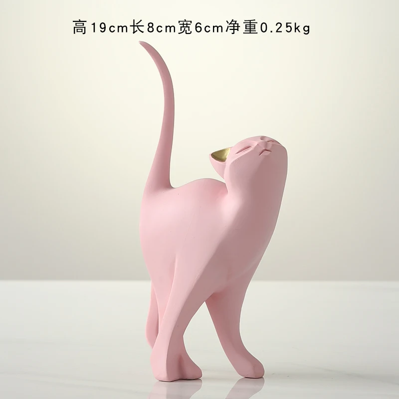 الحديثة الراتنج الوردي النحت تمثال الكرتون لطيف الحيوان الحرف غرفة المعيشة سطح المكتب الديكور هدية عيد ميلاد المنزل