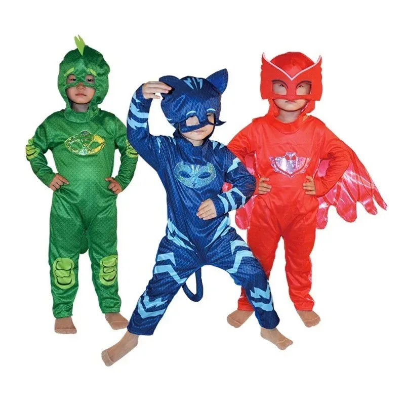 Hot Blue Pajama Boys Girls Cat Dog Boy Anime Hero Costume With Mask Cosplay Clothe Suit Child Halloween Birthday Party Kids NM33