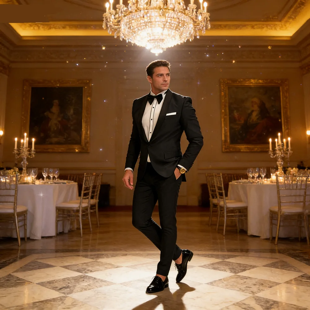 

Solid Man Double-breasted 2 Piece Suit with Peak Lapel for Men Wedding Business Casual Graduation Outfit Set