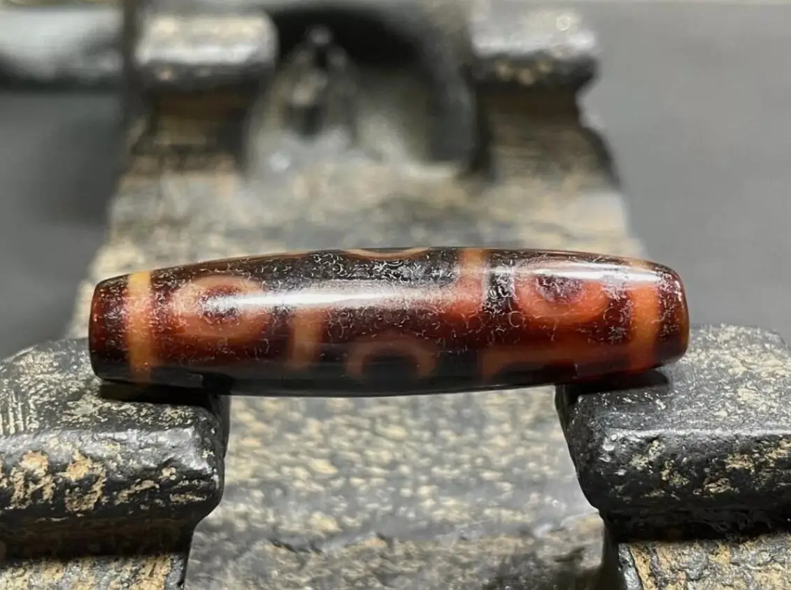 Tibetan Nepalese Himalayan Ancient agate Old Dzi Talisman 9 Eye Beads Amulet