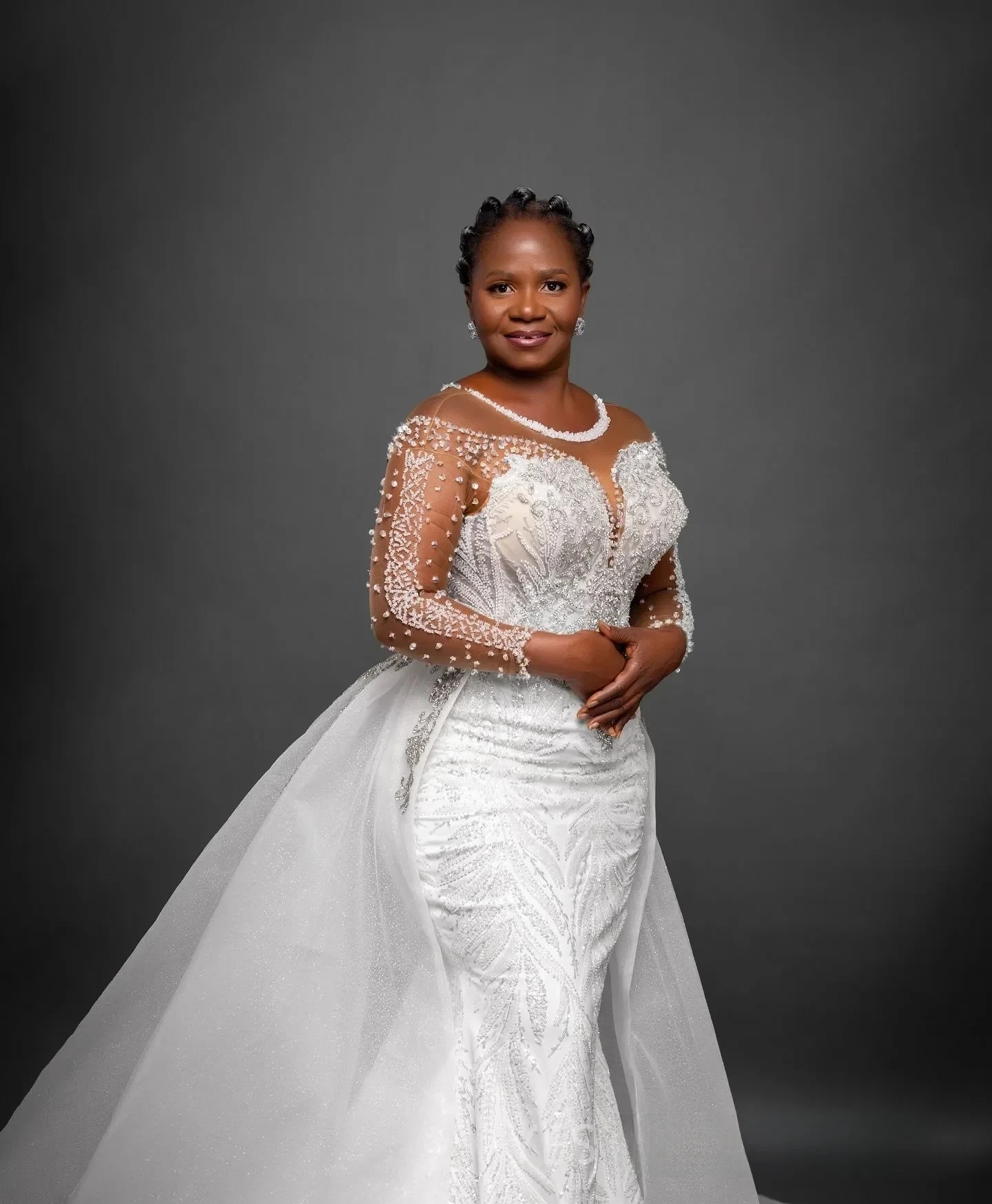 New Arrival Wedding Dress Detachable Train Sheer Neck Beads Sequins Long Illusion Sleeves Bride Bridal Gowns Vestidos De Noiva