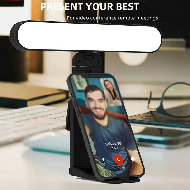 360 Degree Rotating Phone Light 40 LEDs Video Conferencing Light Media Light Bracket Adjustable Brightness Live Stream Light