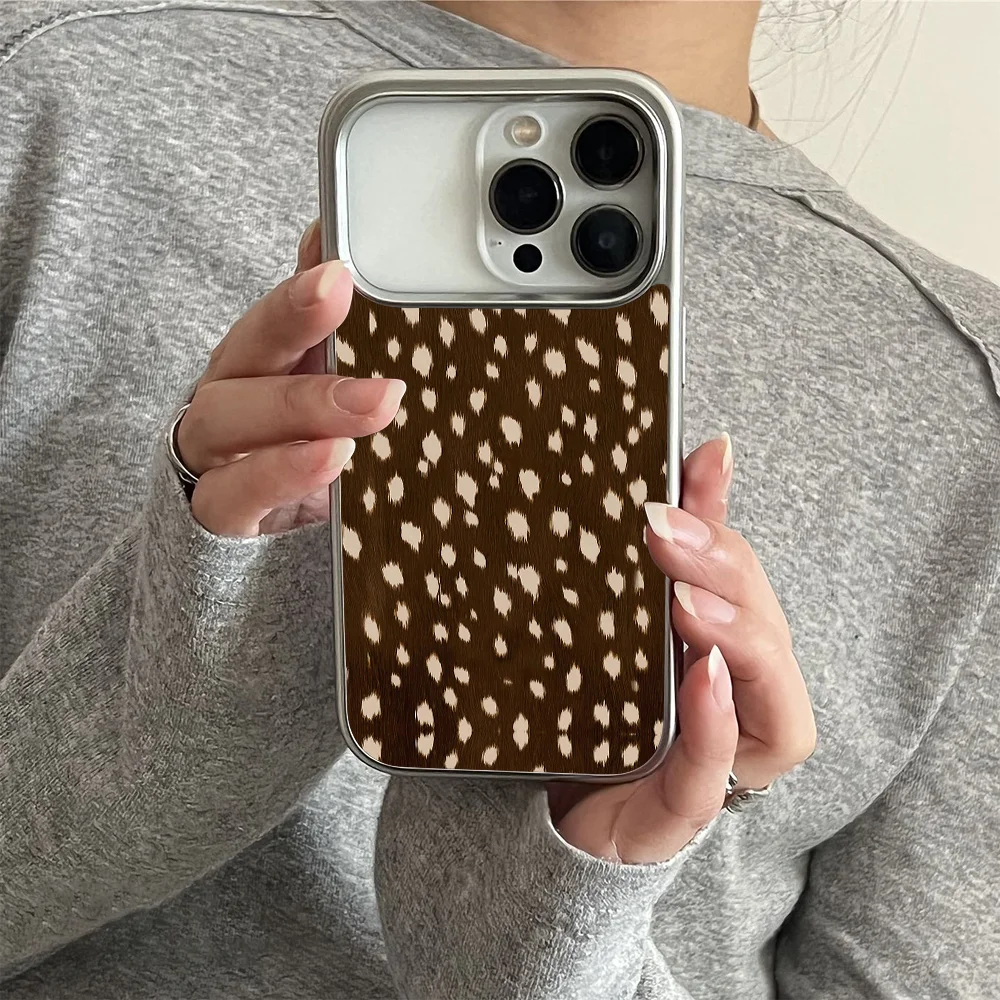 Coque de téléphone de luxe à pois crème marron pour iPhone 18 17 16 15 14 13 12 11 Air Pro Max Plus, coque arrière souple transparente de luxe