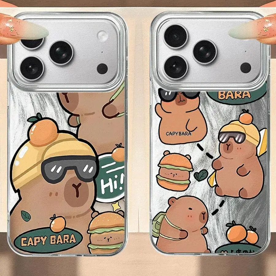 Soft Shell Phone Case for Apple iPhone 16 14 Plus 13 Pro 14 16e 15 Air 12 11 17 pro max Capybara Cartoon
