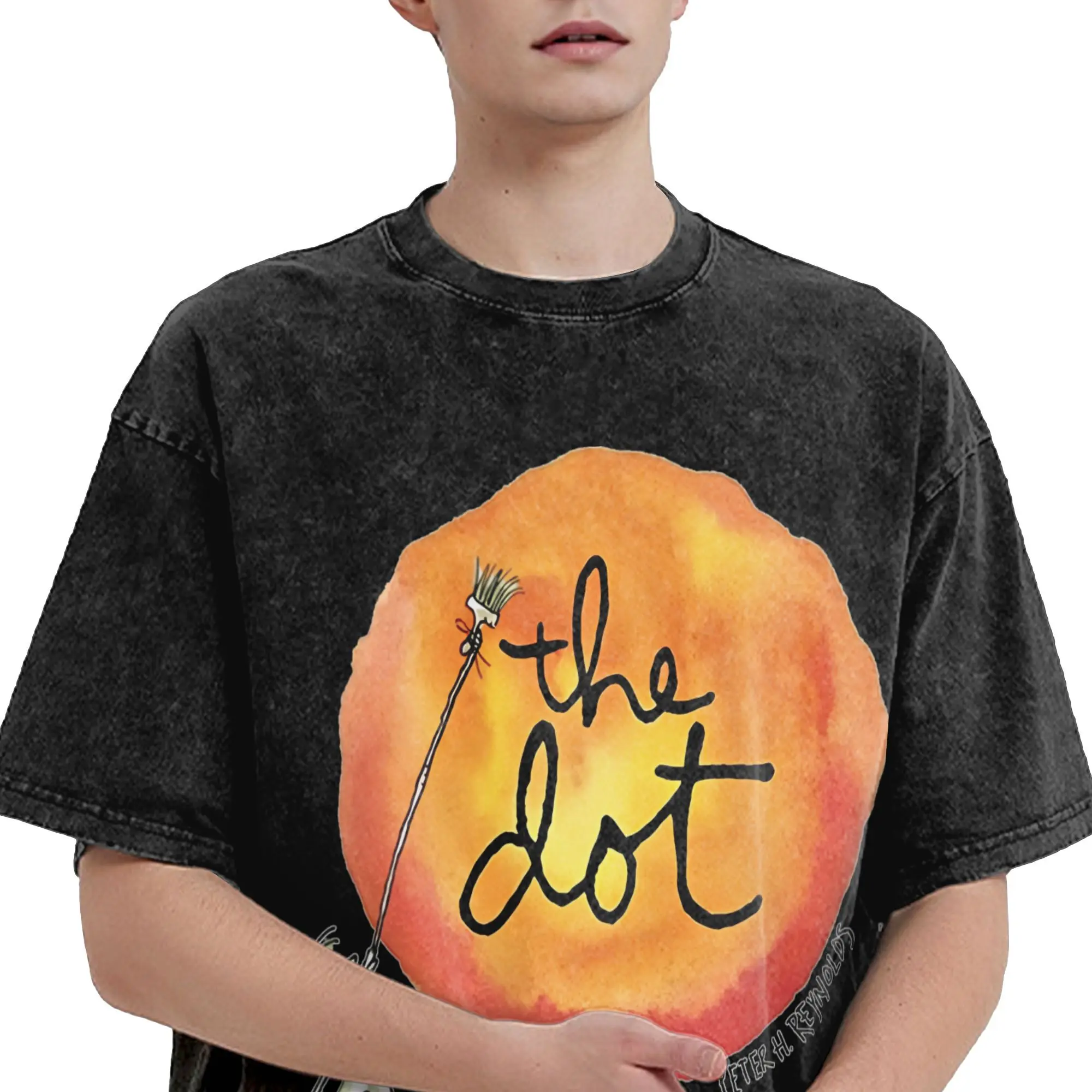 المتضخم غسلها تي شيرت اليوم الدولي نقطة تي شيرتات قطن تتجه التي شيرت للذكور الصيف Y2K مضحك طباعة القمم