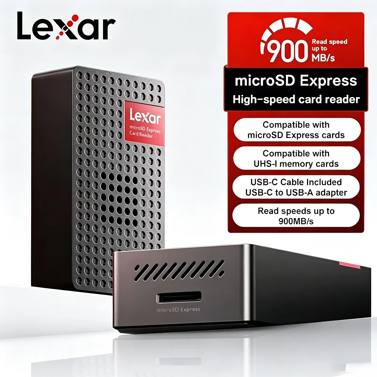 Original Lexar USB 3.2 Type-C and Type-A DATA Cable microSDXC Express Card Reader PLAY PRO Max 900Mb/s MicroSD Card Reader