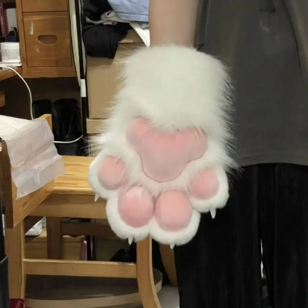 Cartoon Cosplay Costume Gloves Furry Fursuit Kigurumi Cat Claw Mittens Squeaky Kig Thicken Plush Cat Paw Gloves Cosplay Props