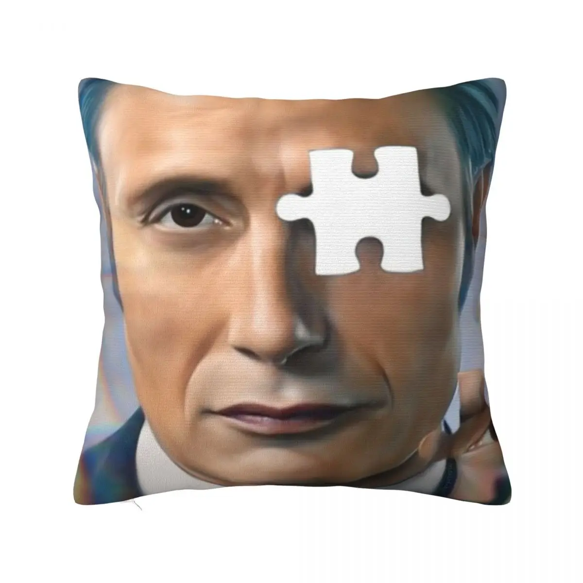 Mads Mikkelsen Hannibal Hallucination Prism Puzzle Piece Square Pillowcase Pillow Cover Cushion Zip Throw Pillow for Home Car