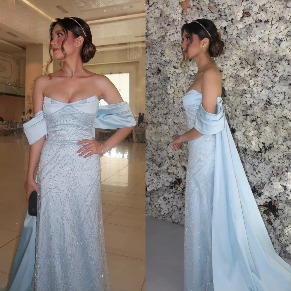 

Customized Sequined Pleat A-line Long Dresses Bespoke Occasion Women Formal Luxury Evening Elegant Party Wedding Sparkle