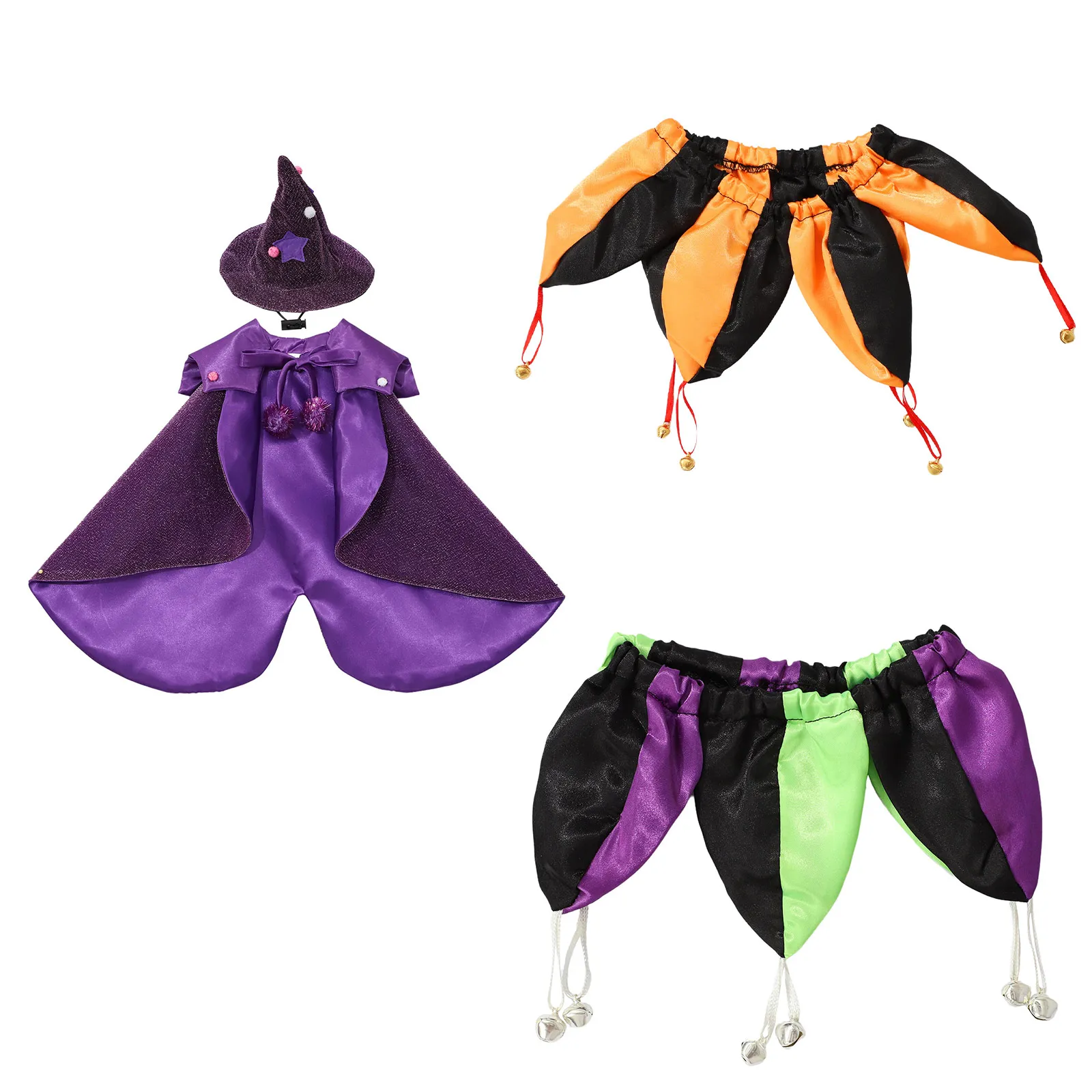 Halloween Puppy Dog Cat Clothes Pet Witch Costumes Adjustable Pointed Hat Bat Cape Bell Neckerchief Scarf Carnivals Cosplay Suit