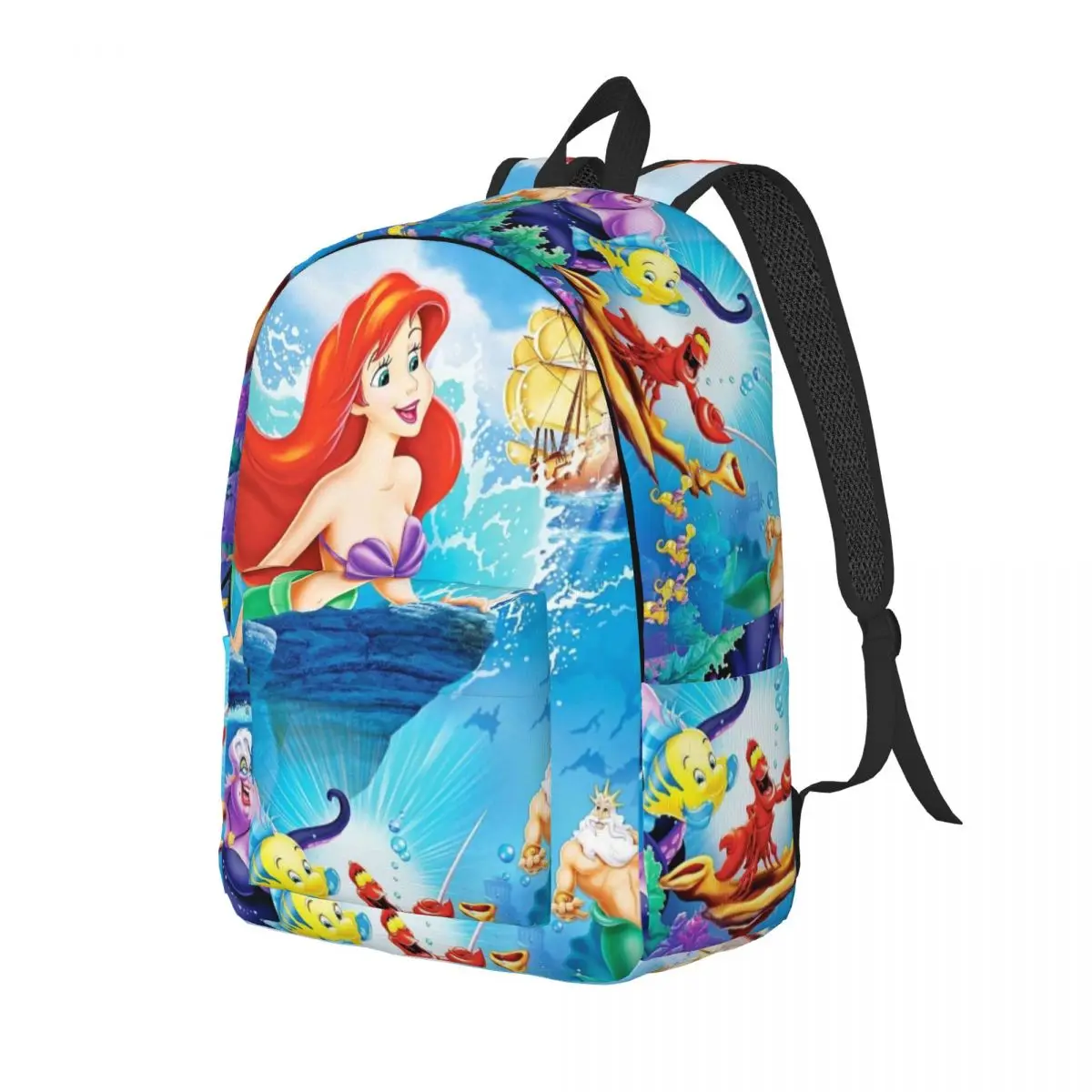 Custom Little Mermaid Poster Laptop Backpack Women Men Fashion Bookbag for College School Students Bag