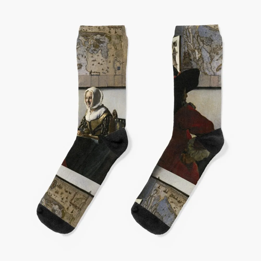 

Officer and Laughing Girl by Johannes Vermeer 1657 Socks Men Cycling Socks