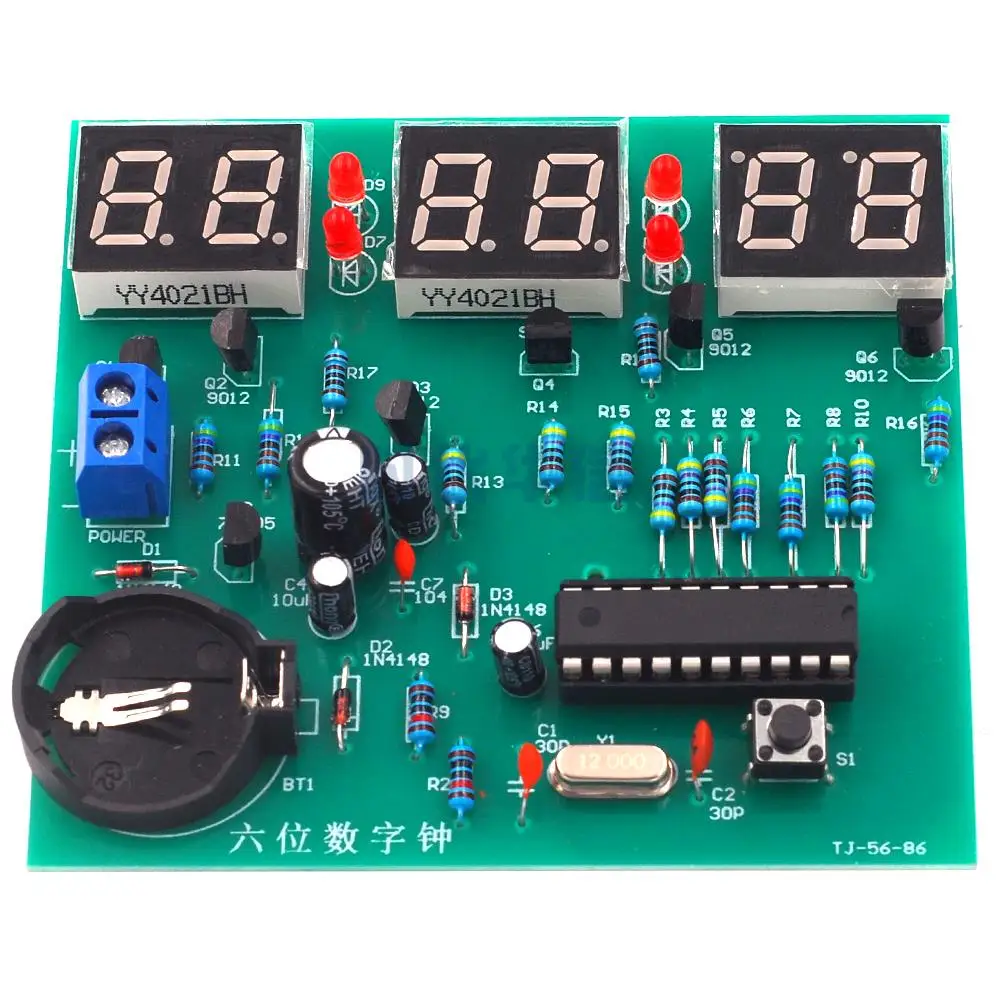 DIY Kits AT89C2051 Electronic Clock Digital Tube LED Display Suite Electronic Module Parts and Components DC 9V-12V